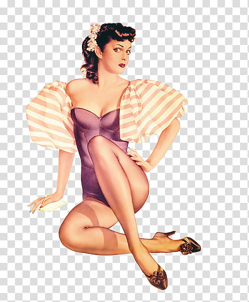Ning Vintage pin up girls Pics, woman wearing purple swimsuit illustration transparent background PNG clipart