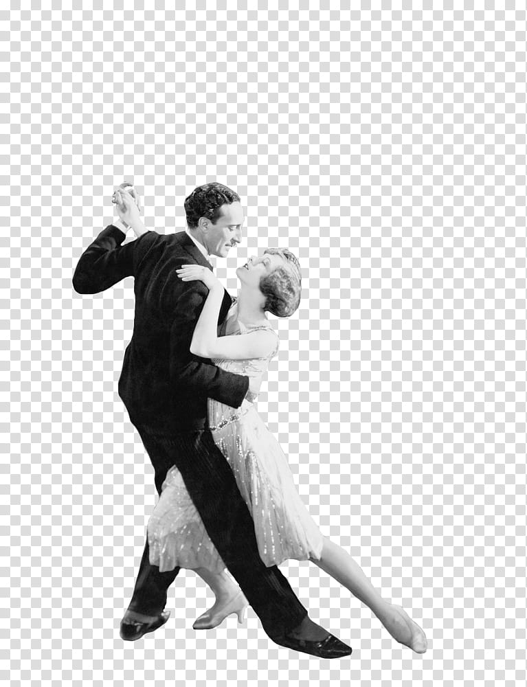 grayscale of dancing man and woman transparent background PNG clipart