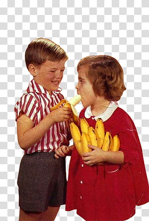 , boy feeding girl with banana transparent background PNG clipart