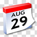 WinXP ICal, white and red August  calendar transparent background PNG clipart