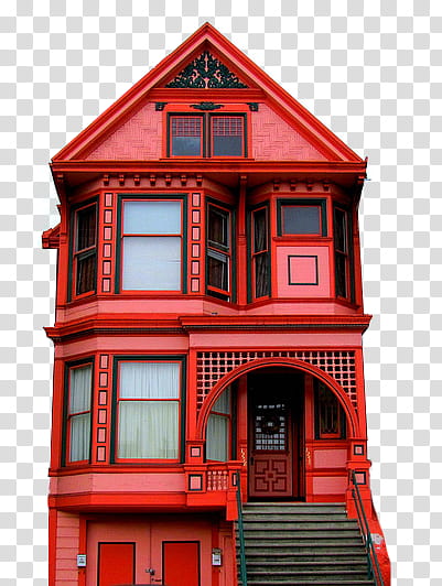 , red and black -storey house art transparent background PNG clipart