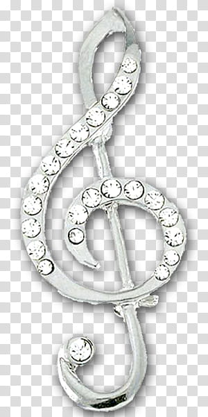 Elements , jeweled silver-colored G clef accessory transparent background PNG clipart