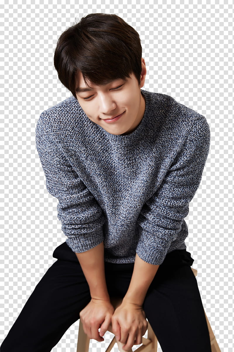 Kim Myung Soo infinite nichole, man wearing gray sweater transparent background PNG clipart
