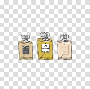Vintage things 10, three assorted-brand fragrance bottles in white background transparent background PNG clipart thumbnail