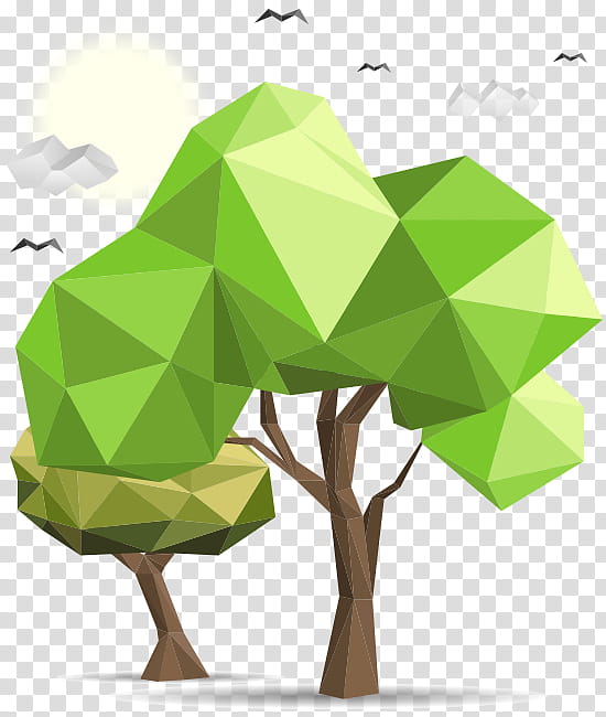 Green Leaf, Low Poly, Polygon, Drawing, 3D Computer Graphics, 3D Modeling, Tree, ZBrush transparent background PNG clipart