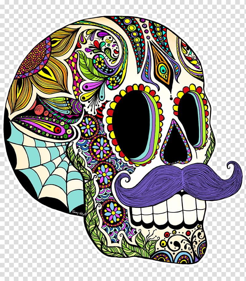 Day Of The Dead Skull, Calavera, Tshirt, Moustache, Movember, Drawing, Decal, Poster transparent background PNG clipart