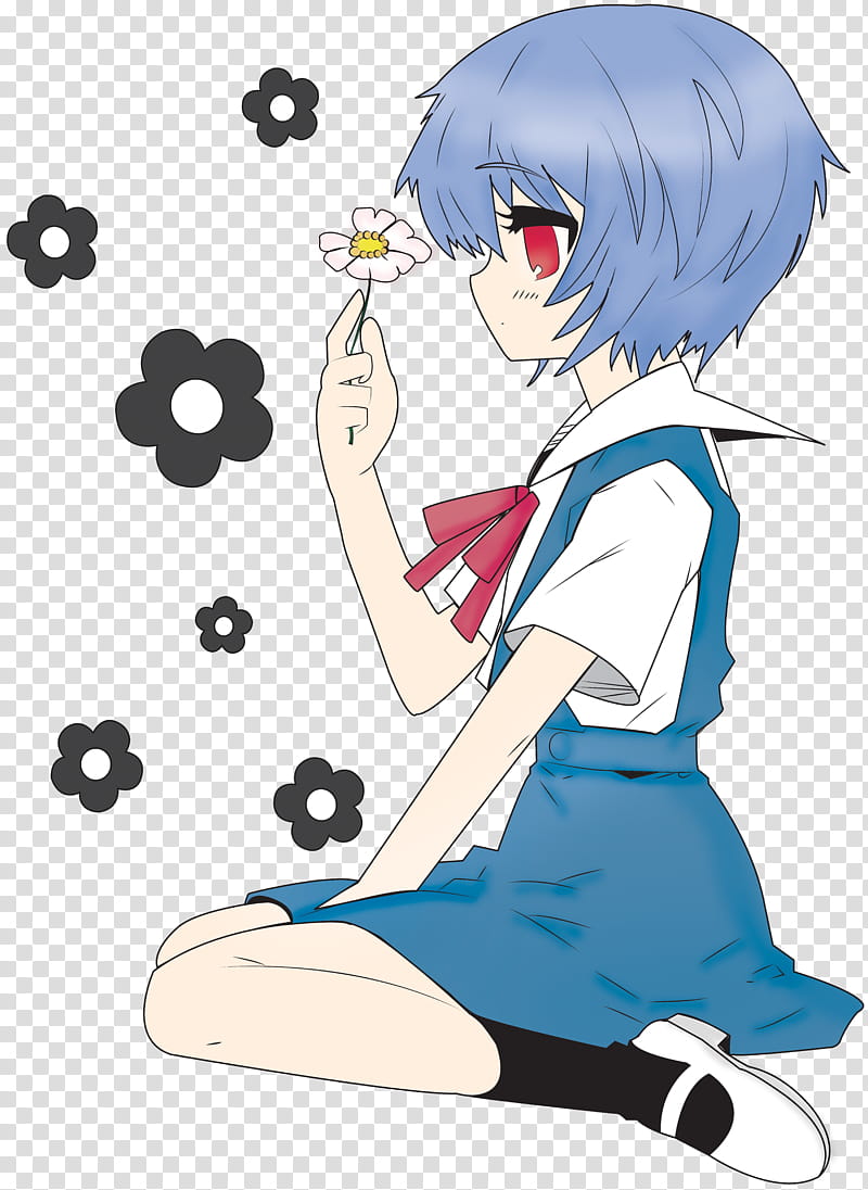Rei Ayanami Chibi with a Flower transparent background PNG clipart