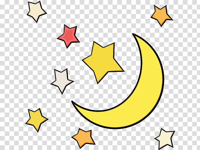 Crescent Moon Drawing, Watercolor, Paint, Wet Ink, Star, Night Sky, Cartoon, Line Art transparent background PNG clipart
