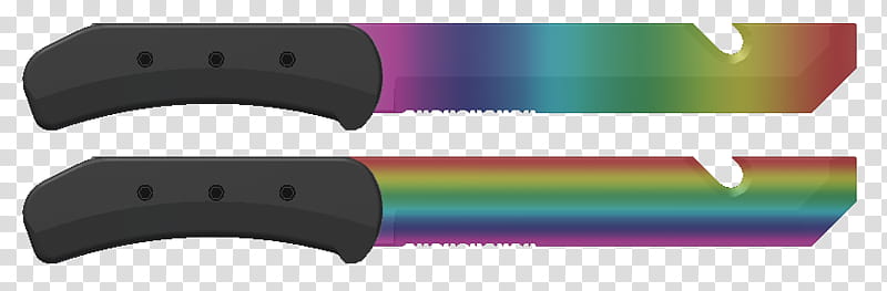 Custom Becker Tac Knife, two black handled rainbow knives transparent background PNG clipart