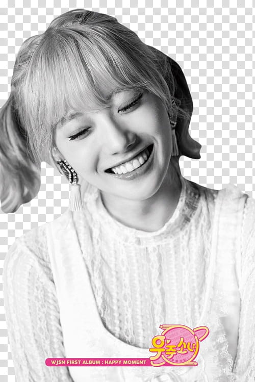 COSMIC GIRLS WJSN Happy Moment, smiling woman grayscale graphy transparent background PNG clipart