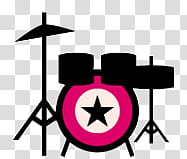 black, white, and pink drum set stencil transparent background PNG clipart
