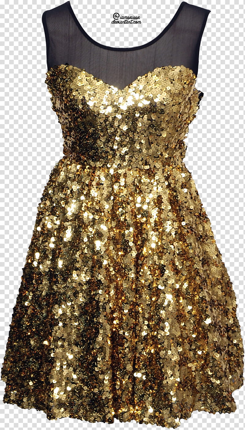 Glitter sequined prom dresses , black and gold scoop-neck sleeveless dress transparent background PNG clipart