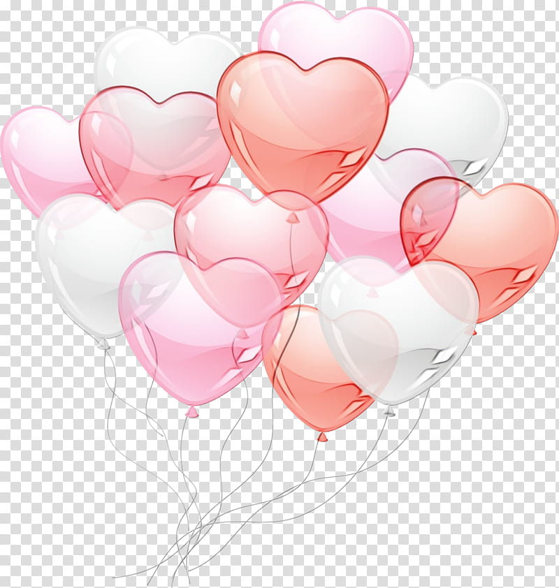 Valentine's day, Watercolor, Paint, Wet Ink, Balloon, Heart, Pink, Party Supply transparent background PNG clipart