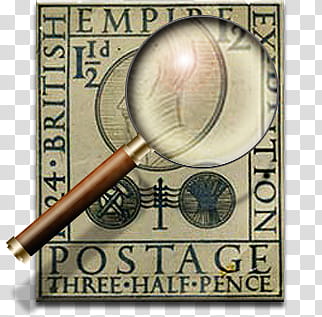 Steampunk Eric Gill Stamp Icon Set, magnifier transparent background PNG clipart