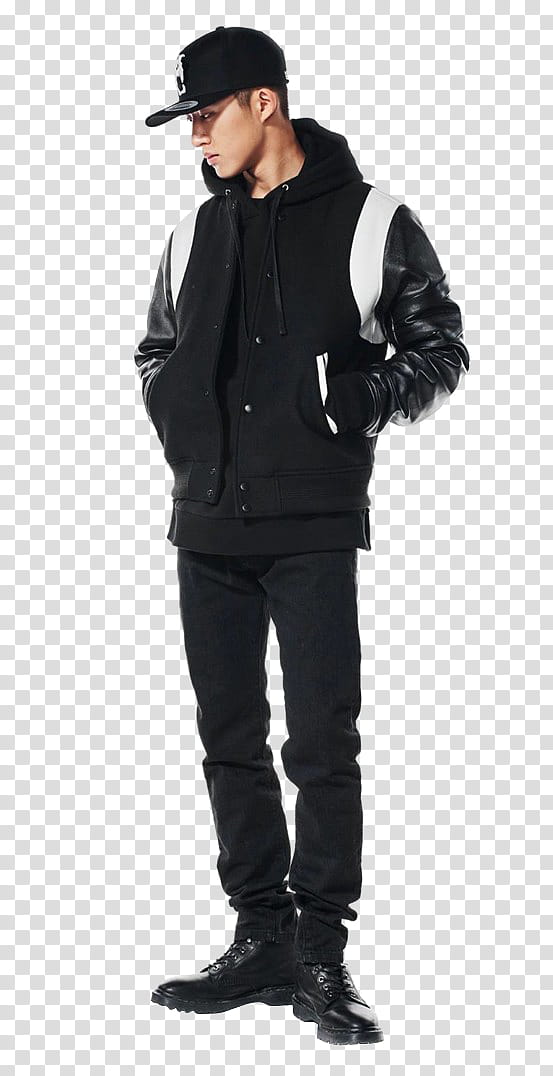 iKON B I n BOB, Ikon B.I. wearing black cap and jacket transparent background PNG clipart