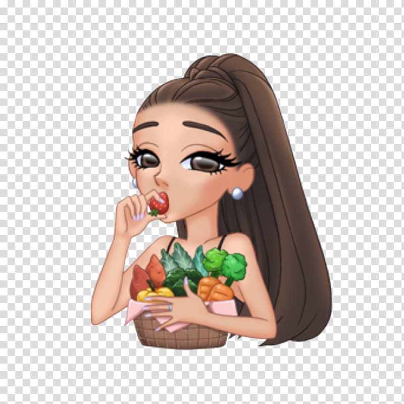 Arimojis part II elliexcutiepie, Ariana Grande carrying basket of vegetables emoji transparent background PNG clipart