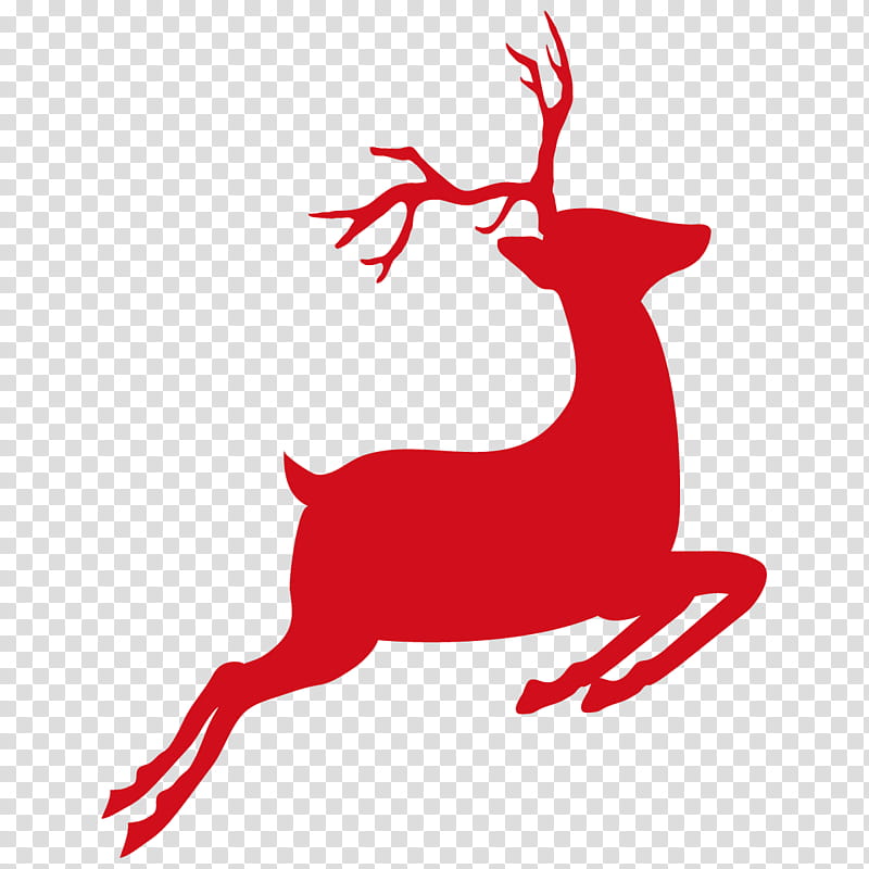 Christmas Silhouette, Deer, Reindeer, Christmas Day, Cartoon, Red, Antler, Wildlife transparent background PNG clipart