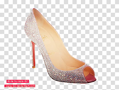 Christian Louboutin s, red and grey glittered peep-toe heel pump illustrartion transparent background PNG clipart