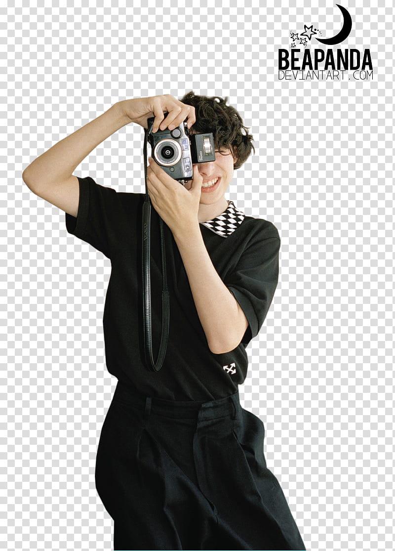 Finn Wolfhard, man wearing black shirt taking transparent background PNG clipart