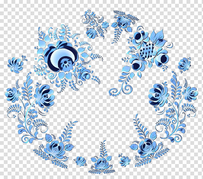 Flower Ornament, Textile Arts, Gzhel, Handicraft, Khokhloma, Delftware, Painting, Blue transparent background PNG clipart