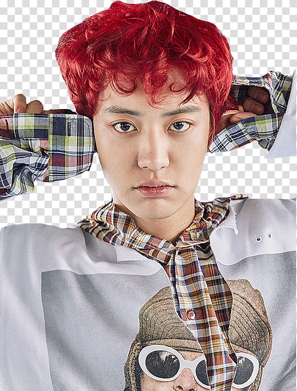 EXO EX ACT COMEBACK, man wearing white and brown top transparent background PNG clipart