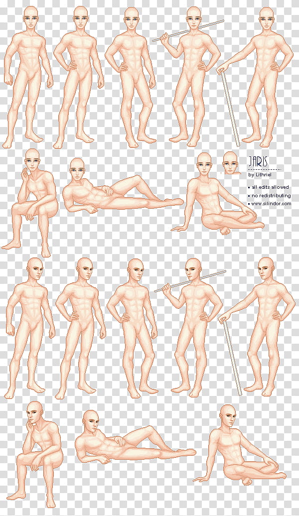 Male Base Set Jaris, nude men illustration transparent background PNG clipart