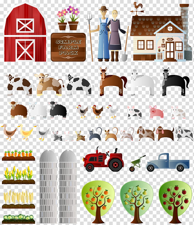 Simple Farm, barn emoji pack transparent background PNG clipart