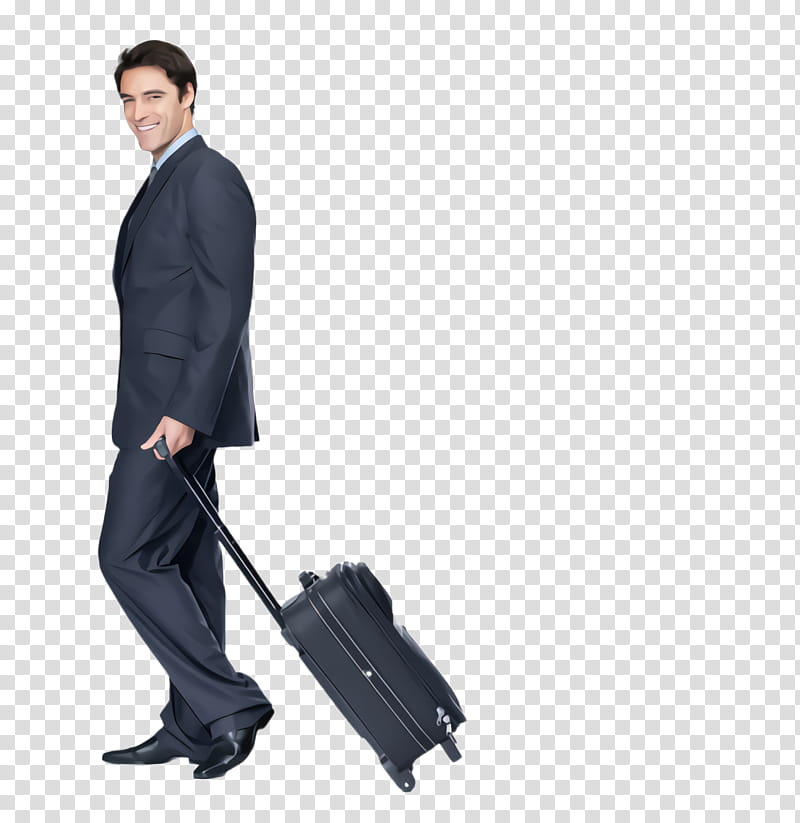 suit standing formal wear bag outerwear, Baggage, Tuxedo, Luggage And Bags, Businessperson transparent background PNG clipart