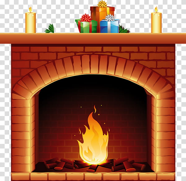 santa fireplace clipart