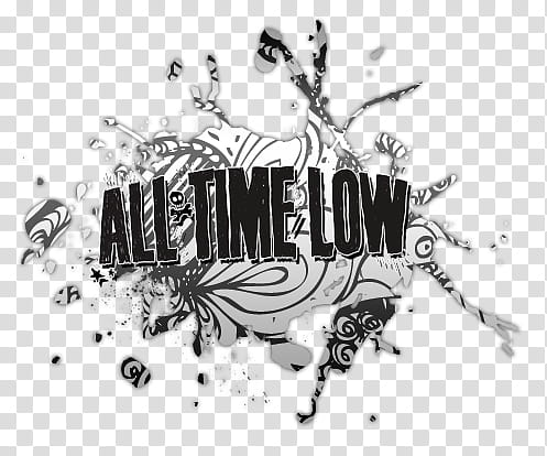 All Time Low Text, black and white All Time Low illustration transparent background PNG clipart