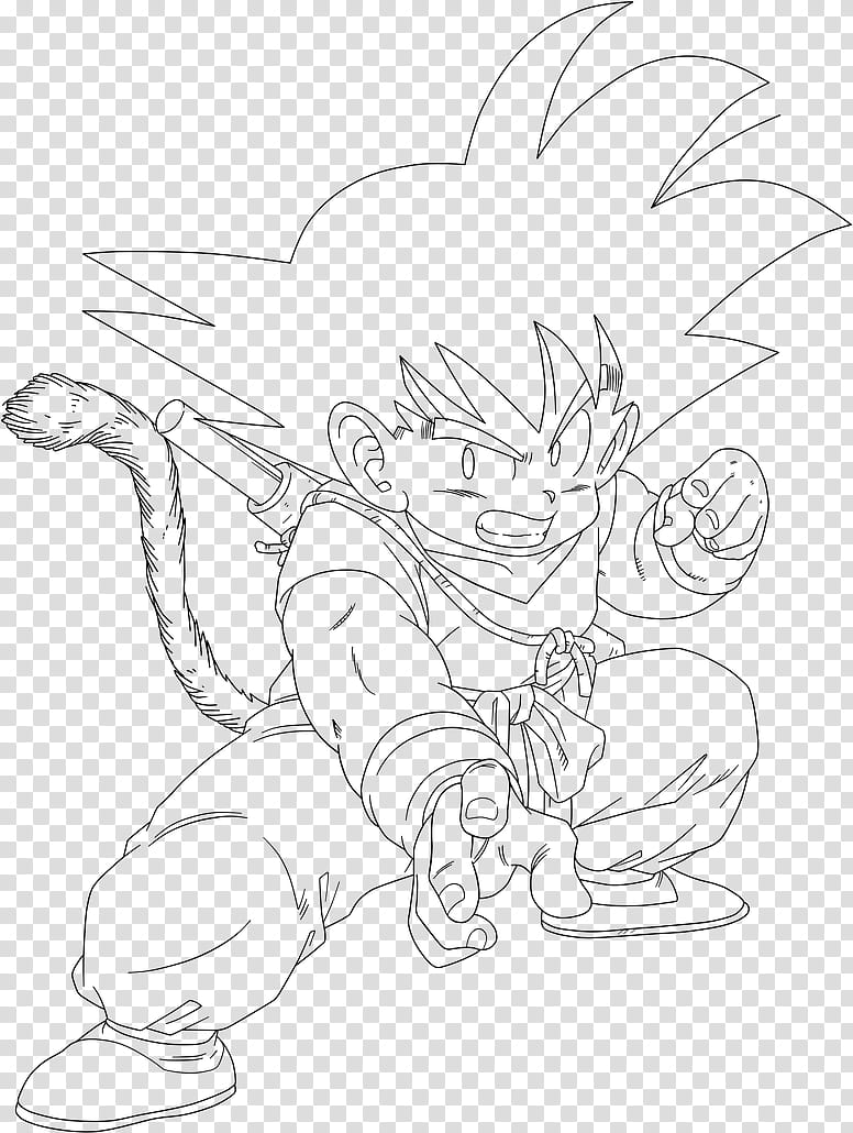 Dragon Ball, kid Goku , lineart transparent background PNG clipart