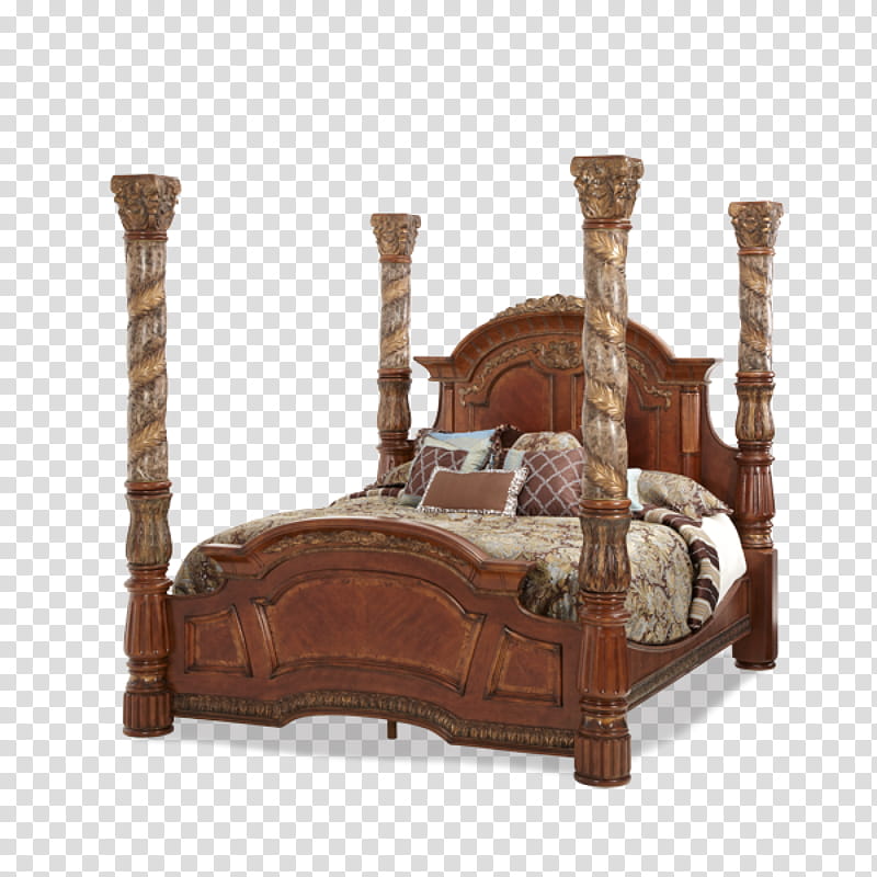 Bed, Villa Valencia, Canopy Bed, Fourposter Bed, Aico, Furniture, Bedroom, Platform Bed transparent background PNG clipart