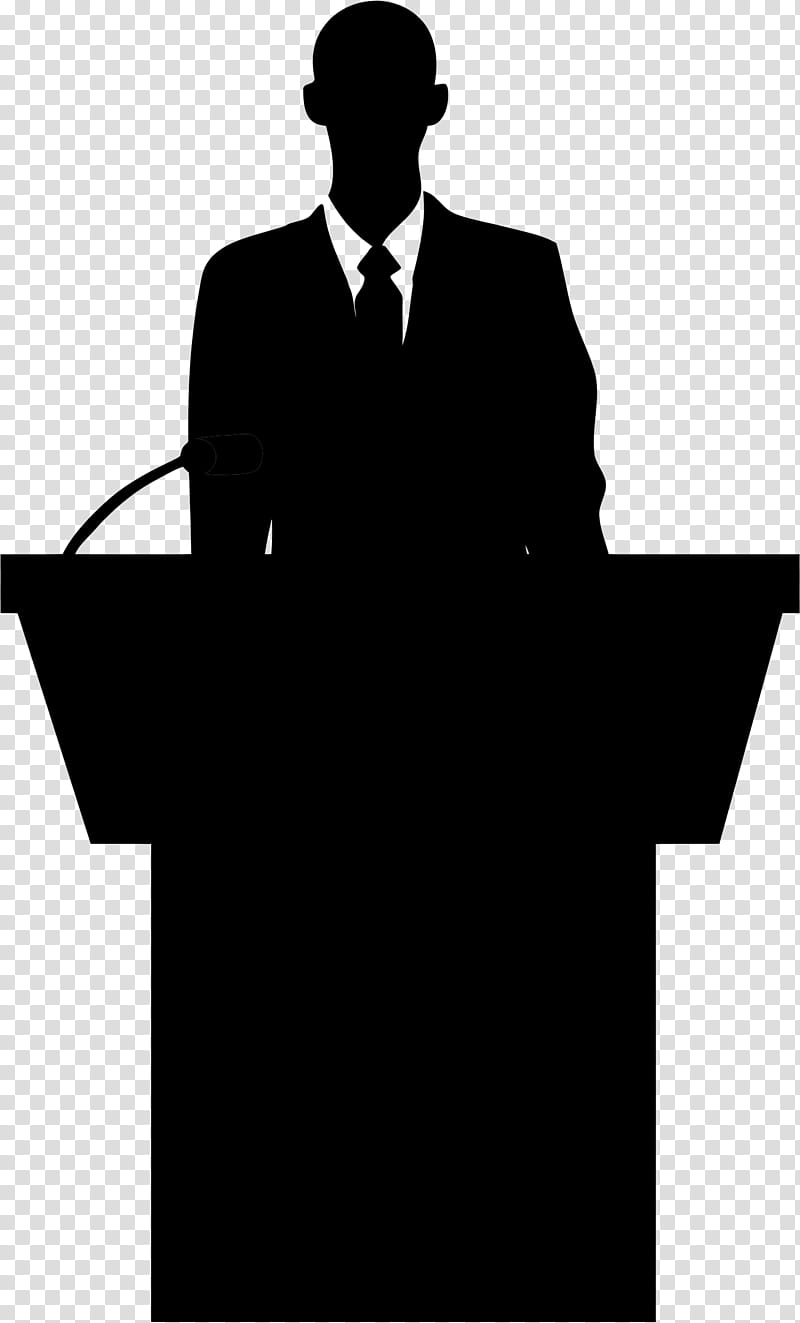 Donald Trump Drawing, Businessperson, Silhouette, Podium, Public Speaking, Lectern, Standing, Male transparent background PNG clipart
