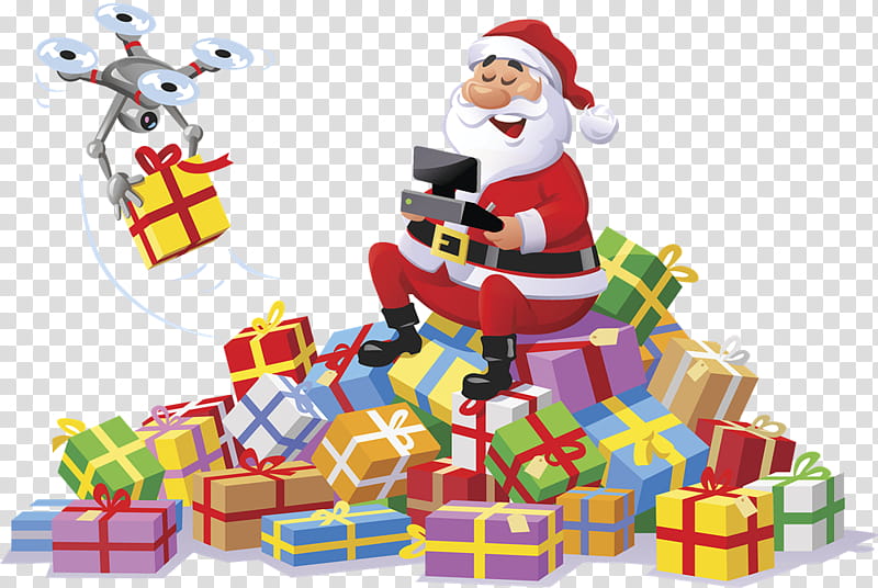 Christmas Gift, Santa Claus, Christmas Day, Unmanned Aerial Vehicle, Greeting Note Cards, Christmas ings, Christmas , Toy transparent background PNG clipart