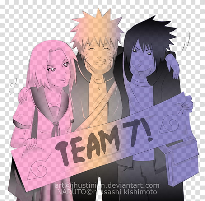team , three Naruto characters at transparent background PNG clipart