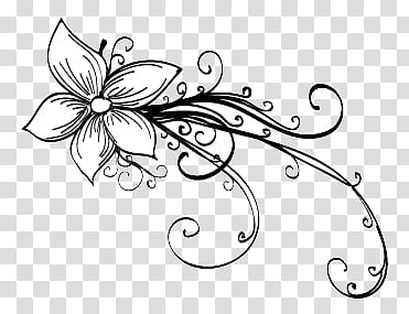 Doodle v , white and black flower art transparent background PNG clipart