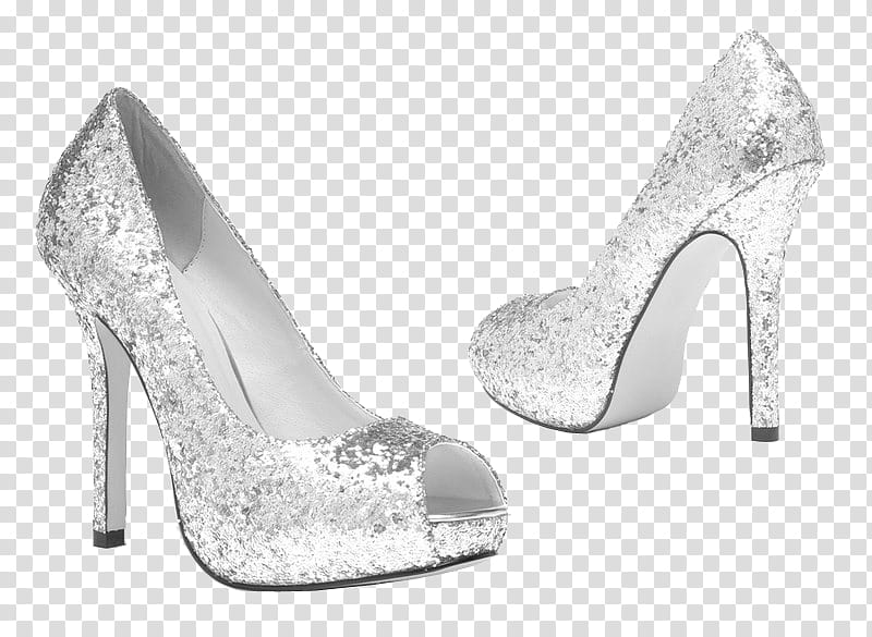 All that glitters , pair of silver peep-toe platform stiletto sandals transparent background PNG clipart