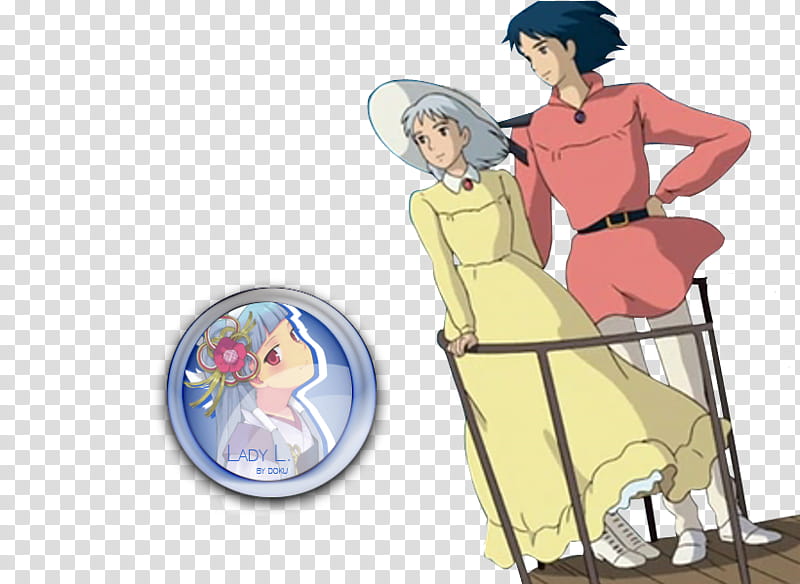 Studio Ghibli Render , two white and blue haired anime characters transparent background PNG clipart