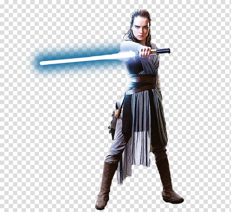 The Last Jedi Rey , Rey from Star Wars holding blue lightsaber ...