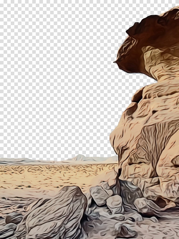 landscape desert fictional character rock wood, Watercolor, Paint, Wet Ink, Drawing, Sand transparent background PNG clipart