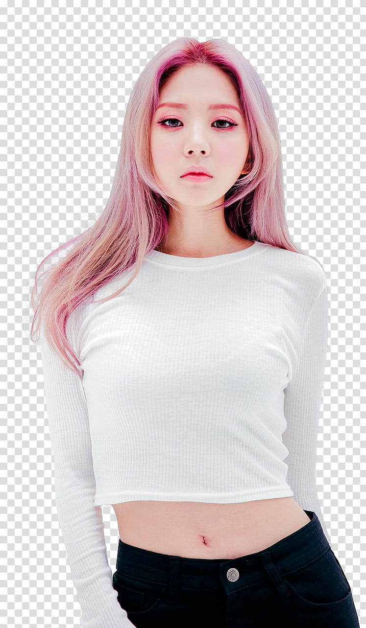 CHAE EUN, woman wearing white long-sleeved crop top transparent background PNG clipart