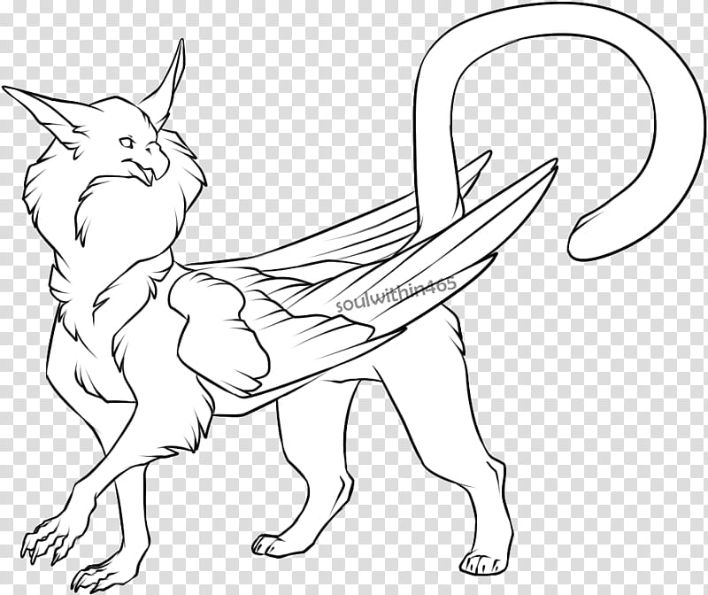 Gryphon lineart, black mythical creature illustration transparent background PNG clipart