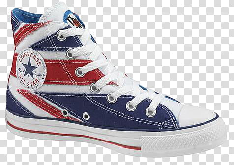 blue, white, and red Converse high-top sneaker transparent background PNG clipart