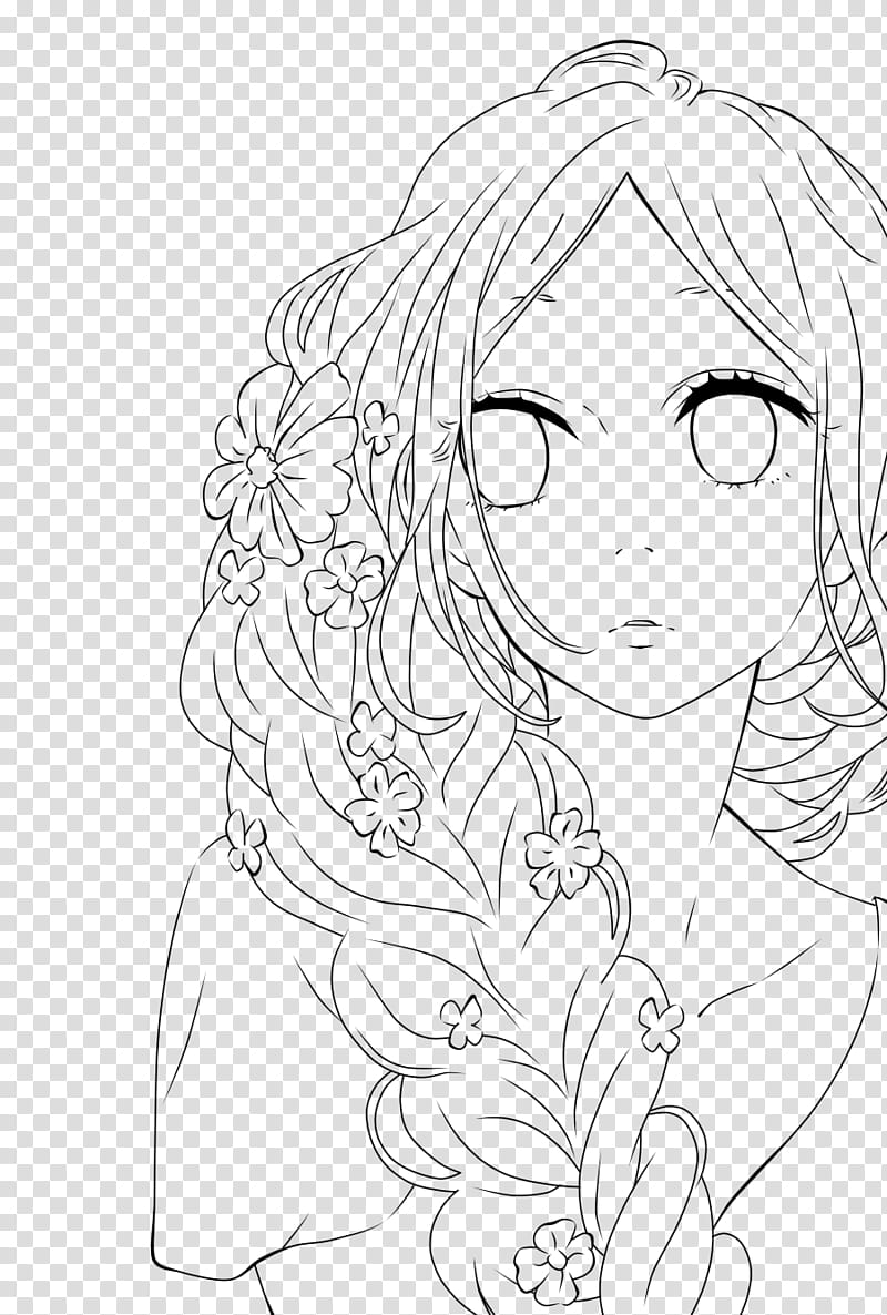 Hibi Chouchou  Line art, woman with braided hair drawing transparent background PNG clipart