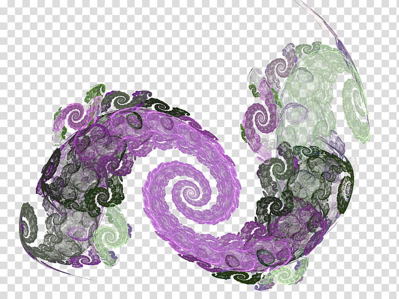 Fractal n , purple and green octopus tentacles transparent background PNG clipart
