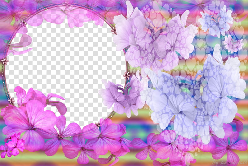 Lav Frames , multicolored floral border illustration transparent background PNG clipart