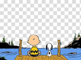 snoopy, Charlie and Snoopy sitting on dock transparent background PNG clipart