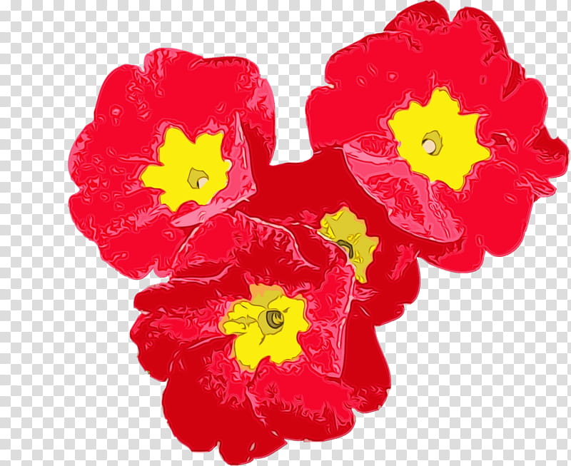 Red Watercolor Flowers, Paint, Wet Ink, Primrose, Poppy Family, Annual Plant, Plants, Petal transparent background PNG clipart