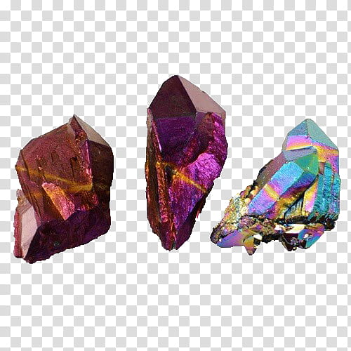 Crystal s, three assorted-color polished stones transparent background PNG clipart