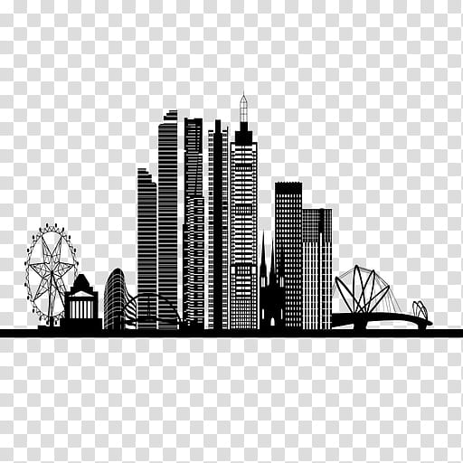 City Skyline Silhouette, Landmark, Black And White
, Metropolis, Cityscape, Skyscraper, Metropolitan Area, Rectangle transparent background PNG clipart